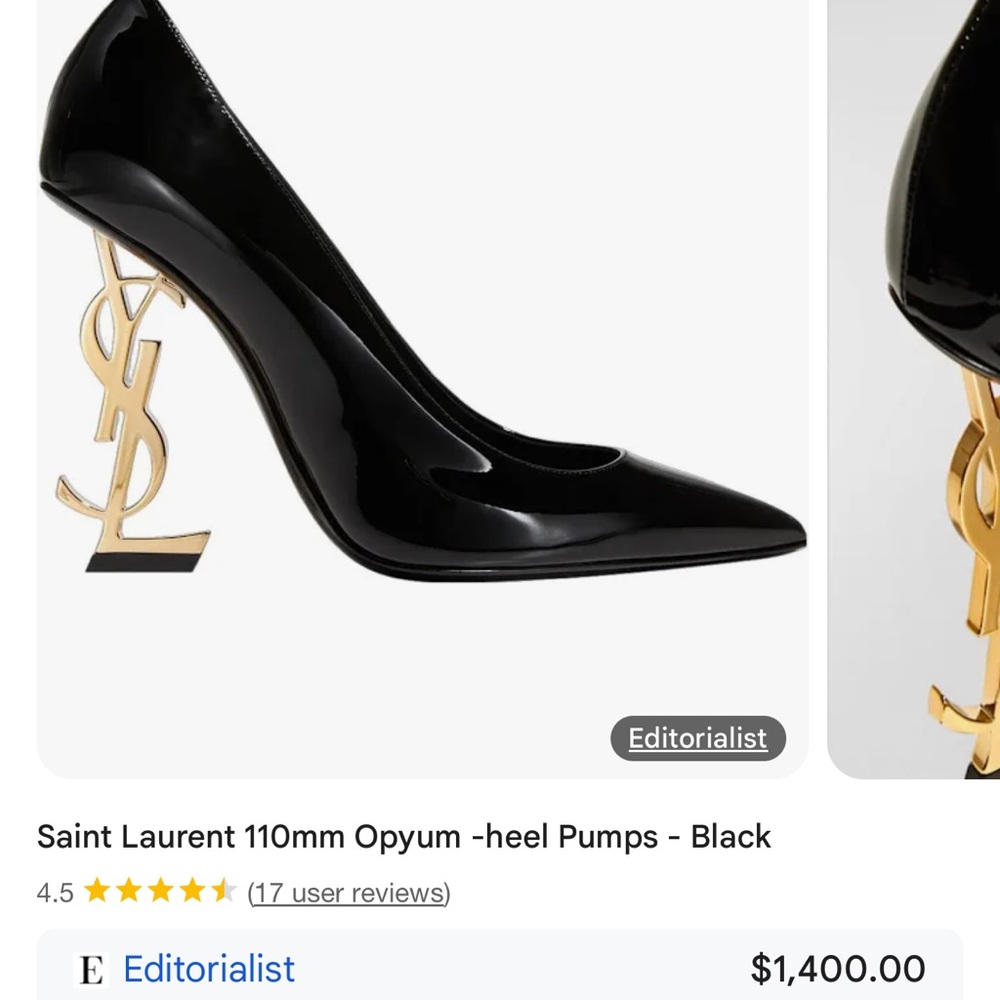 Opyum 110 YSL Black Patent Leather Women's Pumps Heels Gold Detail size 7 NWT - Picture 12 of 12